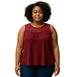 Shannon Ford Burgundy Blouse with Lace Detail and Flowing Design